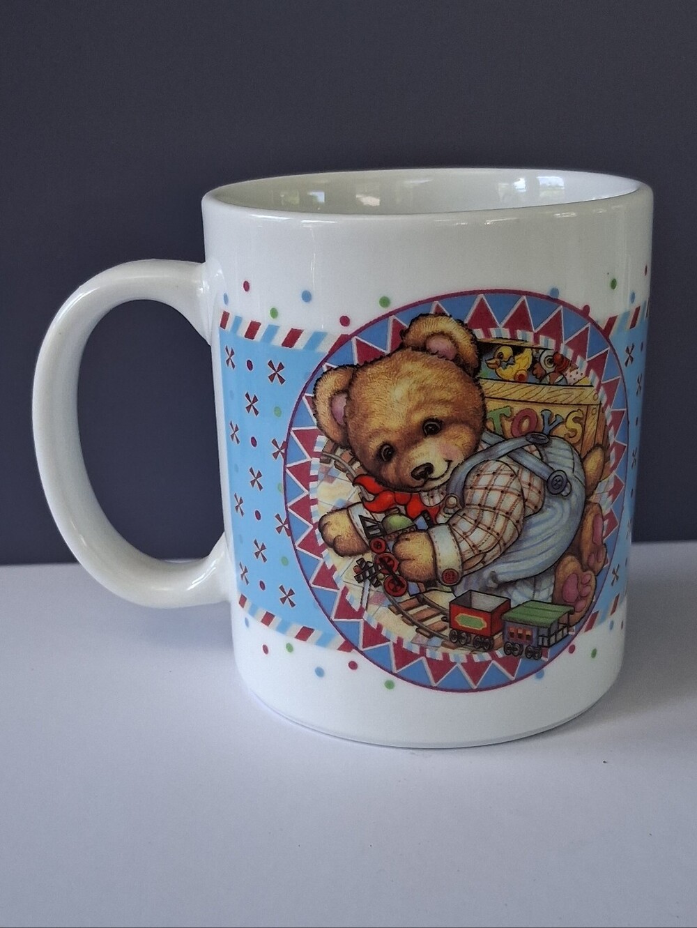 White Ceramic Teddy Bear Pattern Coffee Mug